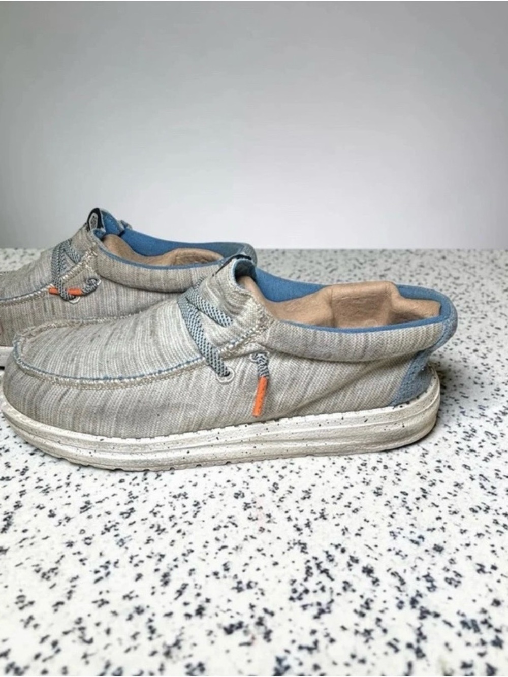 Hey Dude kids Slip-On Loafers in Light Gray with Blue